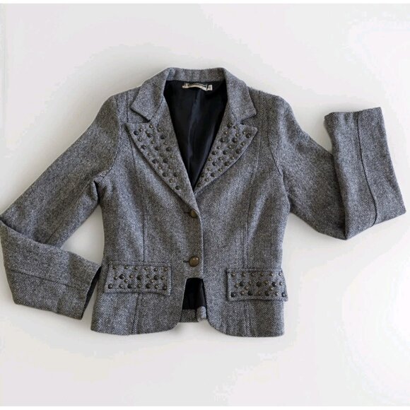 Rinascimento Gray Blazer with Studded Details - Picture 8 of 16